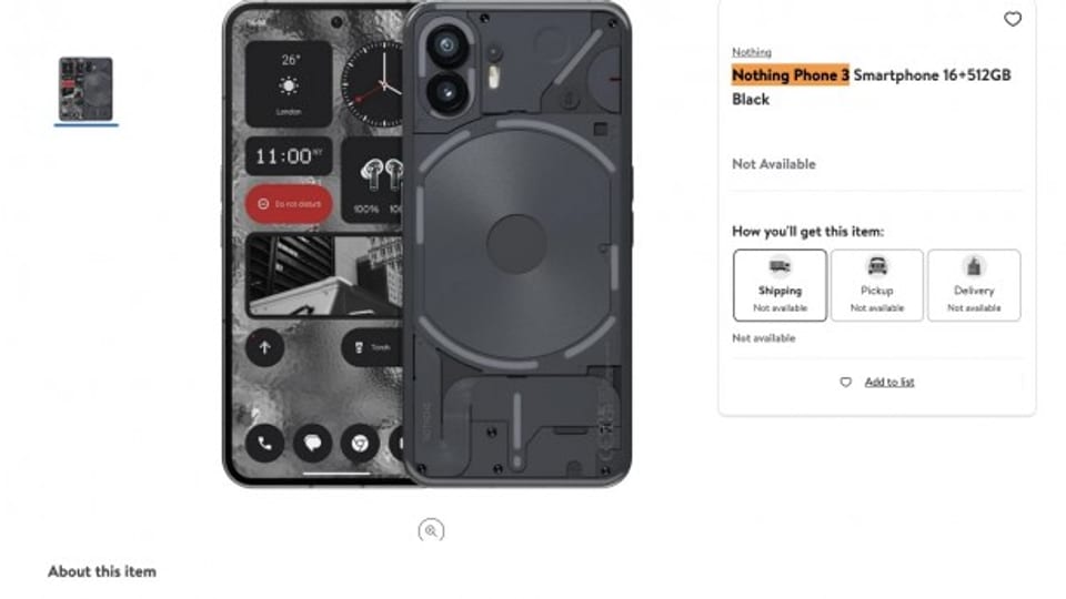 Nothing Phone (3) در والمارت لو رفت: پرچمدار جدید با رم 16GB و قیمت شوکه‌کننده