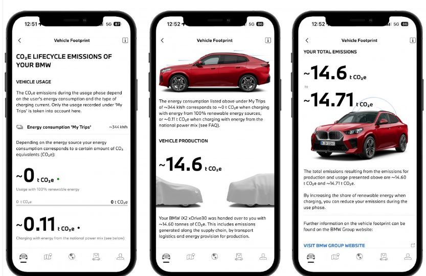 BMW با قابلیت جدید اپ خود، ردپای زیستمحیطی خودروها را شفافسازی میکند