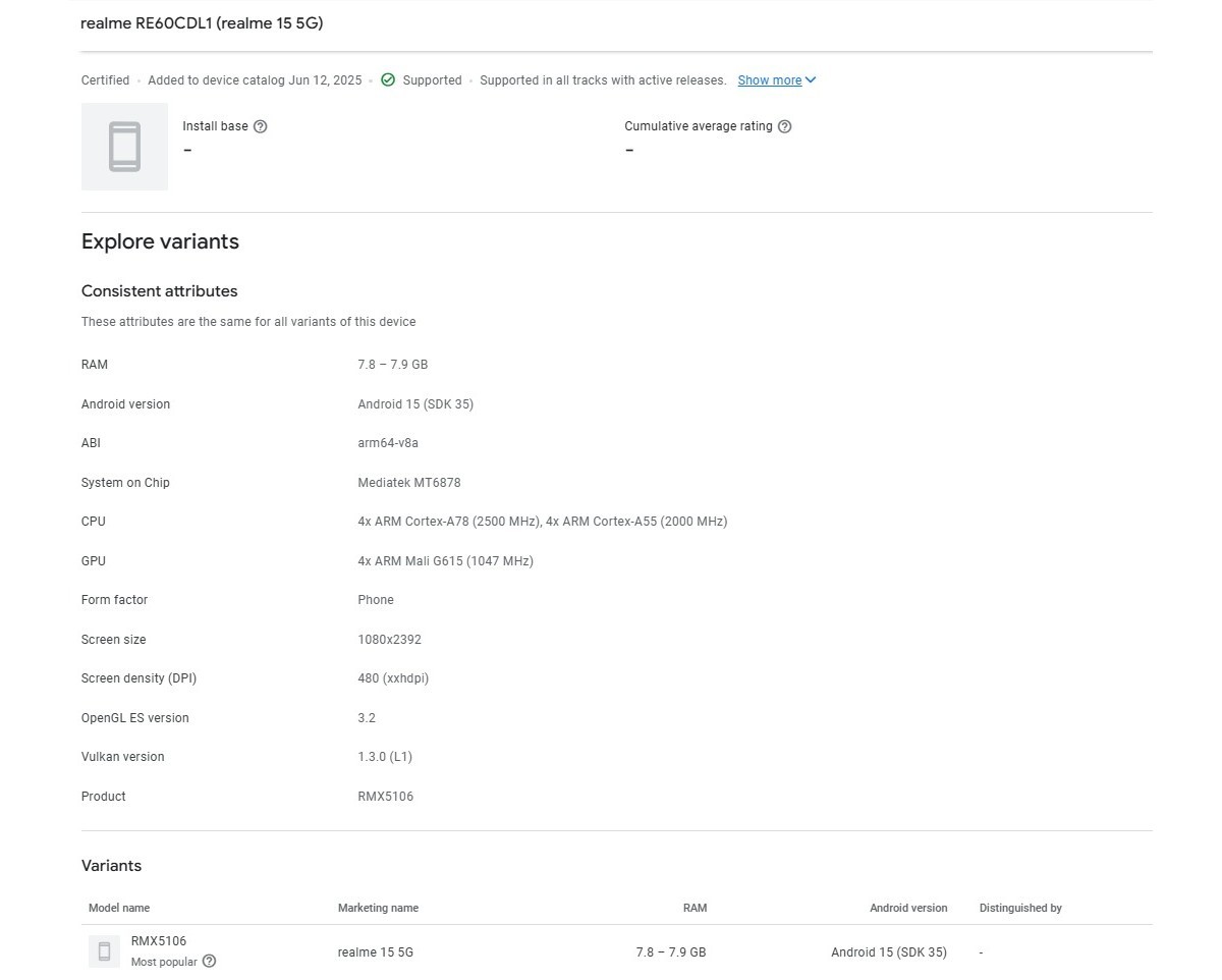 پیش از رونمایی رسمی، اطلاعات بیشتری از Realme 15 منتشر شد