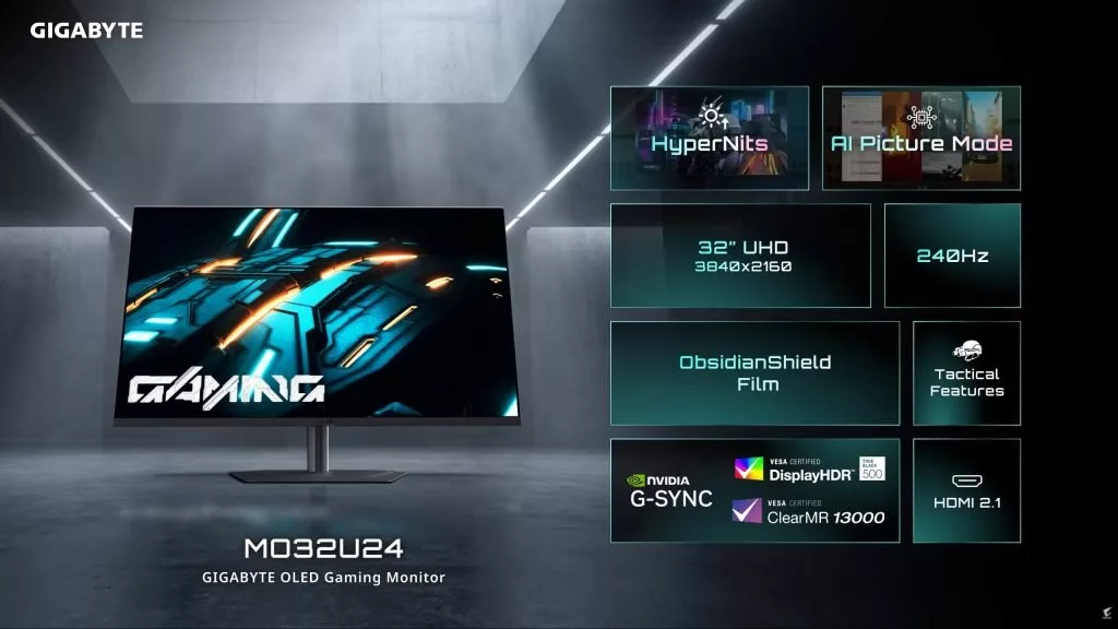 گیگابایت چهار مانیتور OLED جدید با فناوری HyperNits معرفی کرد